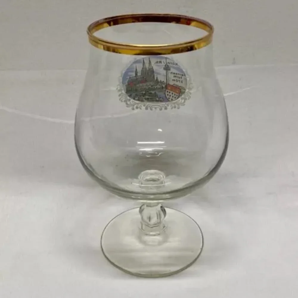 Vintage Koln/Rh. Fernseh Turm 270m City Scene Elegant Goblet Drinking Glass‎ EUC